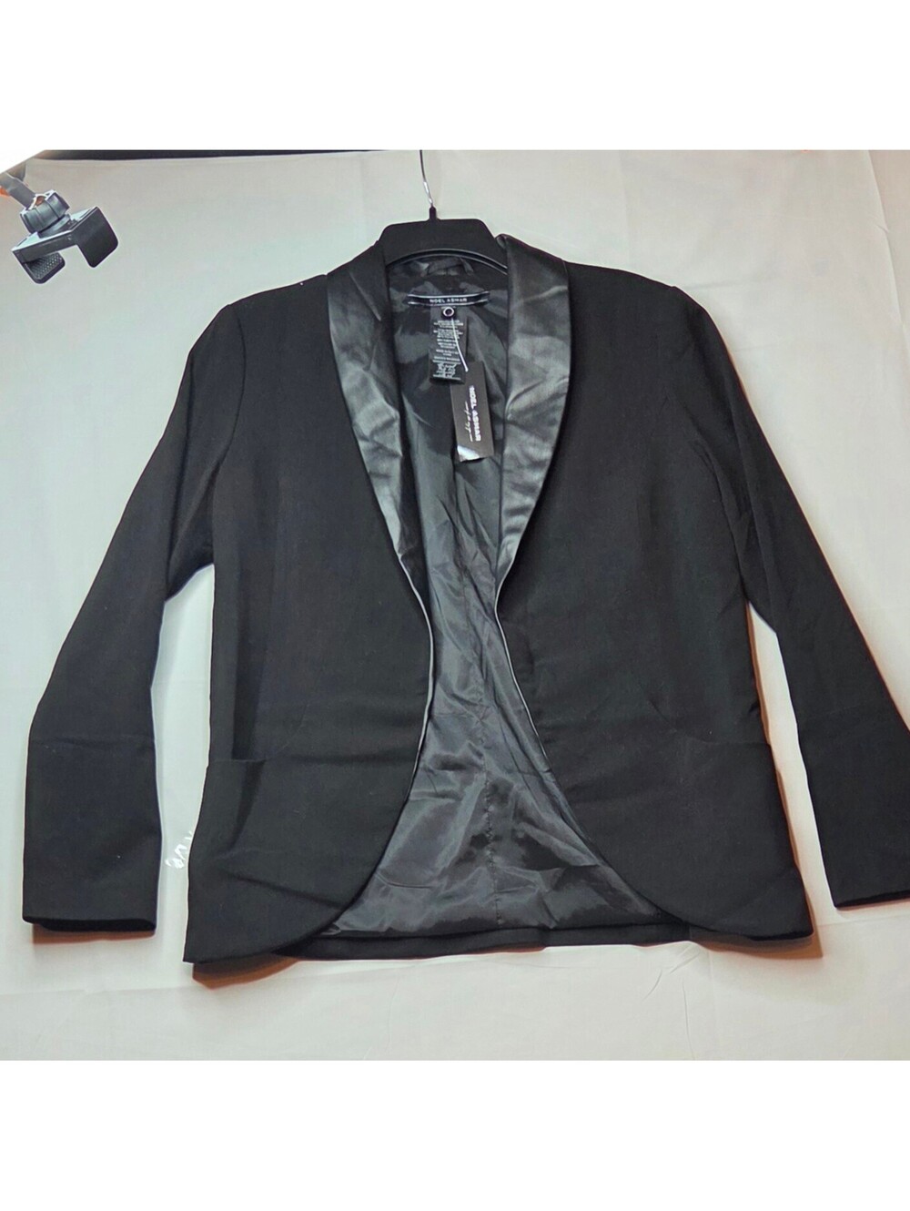 Noel Asmar Women's Tuxedo Blazer Jacket Faux Leather Lapel Black M NWT